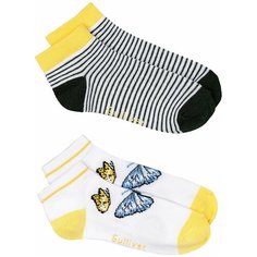 Носки Gulliver Baby комплект 2 пары размер 18-20, белый/черный/желтый