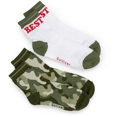 Носки Gulliver Baby комплект 2 пары размер 22-24, хаки/белый