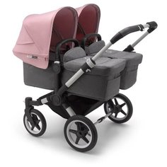 Универсальная коляска для двойни Bugaboo Donkey 3 Twin (2 в 1), Alu/Grey melange/Soft pink, цвет шасси: серебристый