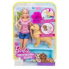 Barbie Игровой набор Кукла и собака с новорожденными щенками