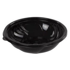Одноразовые контейнеры круглые, 750 мл, КОМПЛЕКТ 75 шт., БЕЗ КРЫШЕК, ПЭТ, черные, крышки 605111 605109 Стиролпласт