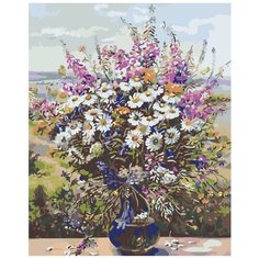 Ваза с полевыми цветами Раскраска картина по номерам на холсте KTMK-538051 40х50