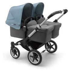 Универсальная коляска для двойни Bugaboo Donkey 3 Twin (2 в 1), alu/grey melange/vapor blue, цвет шасси: серебристый