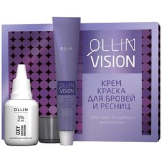 OLLIN Professional Крем-краска для бровей и ресниц (набор) Vision Set черный