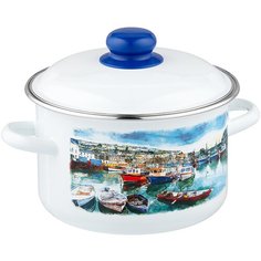 Кастрюля Appetite Романтика, 3 л, белый/синий