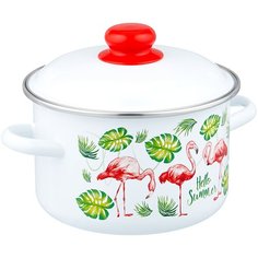 Кастрюля Appetite Танец фламинго, 3 л, белый/зеленый/розовый