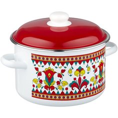 Кастрюля Appetite Карусель, 5.5 л, белый/красный