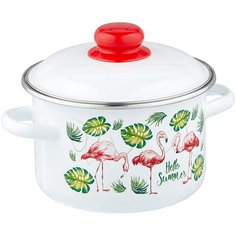 Кастрюля Appetite Танец фламинго, 2 л, белый/зеленый/розовый