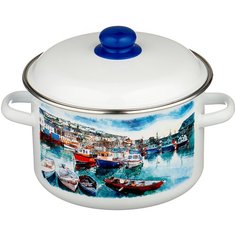 Кастрюля Appetite Романтика, 5.5 л, белый/синий