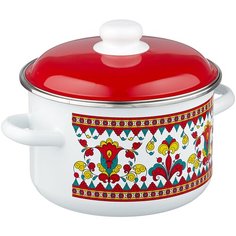 Кастрюля Appetite Карусель, 4 л, белый/красный
