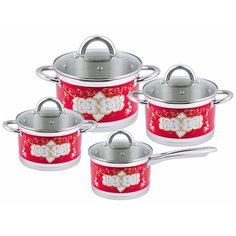 Набор посуды Pomi dOro Fiore P-640362 8 пр. белый/красный