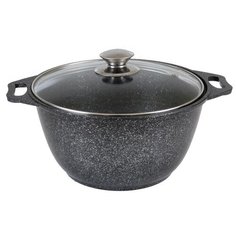 Кастрюля Kukmara Мраморная, 4 л, темный мрамор