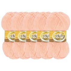 Пряжа Adelia Leda, 99 % акрил, 1 % люрекс, 100 г, 340 м, 5 шт., 204 Персиковый
