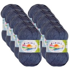 Пряжа Alpina Nori, 44 % хлопок, 56 % акрил, 50 г, 100 м, 10 шт., №12 синий
