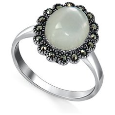 Silver WINGS Кольцо с перламутром и марказитами из серебра 210024-300a-39, размер 19