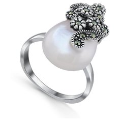 Silver WINGS Кольцо с перламутром и марказитами из серебра 210013-300a-39, размер 18