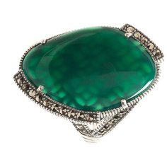 МАРКАЗИТ Кольцо с марказитами и агатами из серебра M101411, размер 17