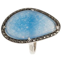 МАРКАЗИТ Кольцо с марказитами и жадеитами из серебра M101429, размер 18