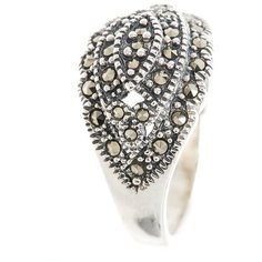 МАРКАЗИТ Кольцо с марказитами из серебра HR318, размер 17