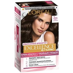 LOreal Paris Excellence стойкая крем-краска для волос, 3.00, Темно-каштановый