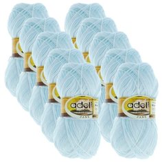 Пряжа Adelia Jane, 100 % акрил, 50 г, 227 м, 10 шт., 01 белый-бл.голубой