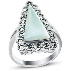 Silver WINGS Кольцо с перламутром и марказитами из серебра 210011a-39-257, размер 18