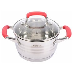 Кастрюля Bekker De Luxe BK-1742, 1.9 л, серебристый/красный