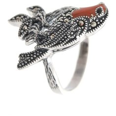 МАРКАЗИТ Кольцо с эмалью и марказитами из серебра HR1280, размер 19