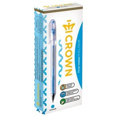 CROWN Набор гелевых ручек Hi-Jell Color, 0.7 мм, 12 шт, HJR-500H, голубой цвет чернил