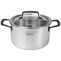 Кастрюля Fissman Loren, 6 л, стальной/черный