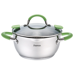 Кастрюля Fissman Charlotte, 4.7 л, стальной/зеленый
