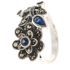 МАРКАЗИТ Кольцо с марказитами и фианитами из серебра HR735, размер 18.5