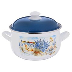 Кастрюля Интерос Лаванда, 4 л, белый/голубой