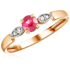 Бронницкий Ювелир Кольцо из красного золота 13002-103, размер 17.5