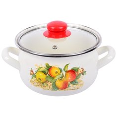 Кастрюля Интерос Яблоки, 4 л, белый с рисунком