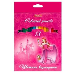Hatber цветные карандаши Принцессы на розовом, 18 цветов (BKc_18730)