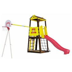 Спортивно-игровой комплекс ROMANA Избушка без качелей, коричневый/желтый/красный