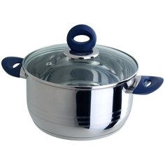 Кастрюля REGENT inox AZZURO vitro, 3.3 л, серебристый/синий