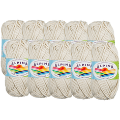 Пряжа Alpina Garry, 100 % хлопок, 50 г, 10 шт., 09 кварц (св.серый)