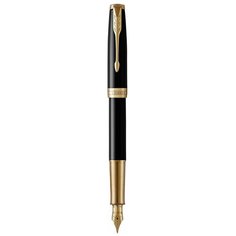 PARKER перьевая ручка Sonnet F530 с чехлом в подарочной упаковке, M, черный цвет чернил