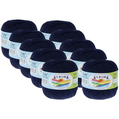 Пряжа Alpina Lily, 100 % хлопок, 50 г, 175 м, 10 шт., №121 т.синий