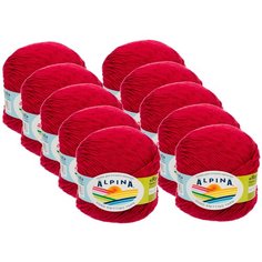 Пряжа Alpina Rene Twist, 100 % хлопок, 50 г, 125 м, 10 шт., №04 вишневый
