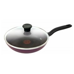 Сковорода Tefal Cook Right 04166924, 24 см, с крышкой, черная смородина