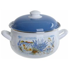 Кастрюля Интерос Лаванда, 2.1 л, белый/голубой