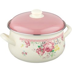 Кастрюля Savasan Романтика 1011, 4.8 л, белый/розовый
