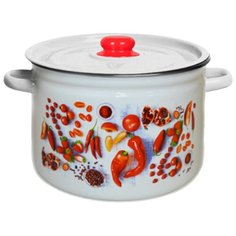 Кастрюля Appetite Паприка 1с18с, 7 л, белый/красный