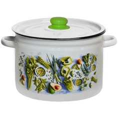 Кастрюля Appetite Свежая зелень 1с18с, 7 л, белый/зеленый