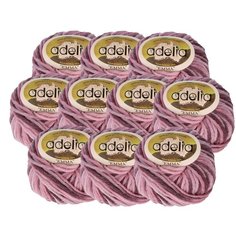 Пряжа Adelia Emma секционного окрашивания, 20 % шерсть, 80 % акрил, 50 г, 50 м, 10 шт., №06 розово-бордовый