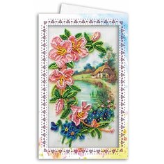 ABRIS ART Набор для вышивания бисером Открытка-конверт Прованс 8.4 х 14 см (AOM-010)