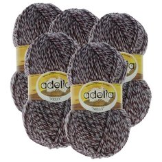 Пряжа Adelia Nelly мелажевая, 70 % шерсть, 30 % акрил, 100 г, 100 м, 5 шт., №15 серый-бордовый (меланж)